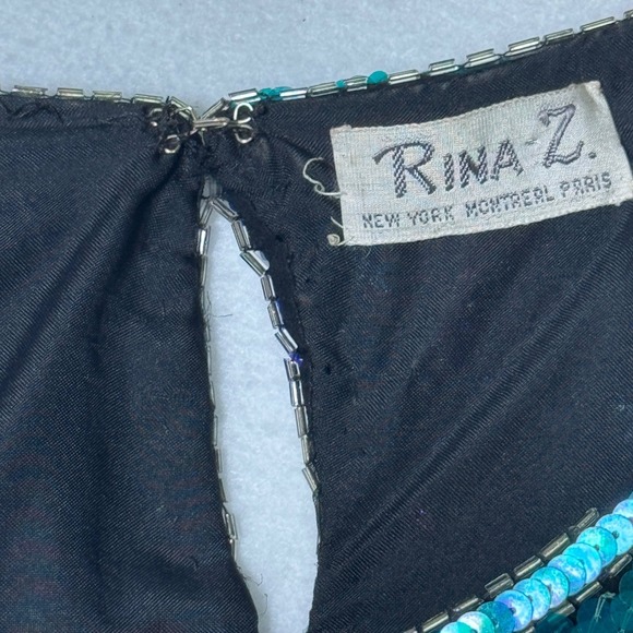 Vtg Rina Z Sequin Mini Dress Womens Fits M/L Multicolor‎ Beaded Party Disco - Picture 2 of 11
